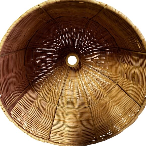 Handwoven Rattan Wicker Dome-Shaped Pendant Light Shade Beehive BoHo Coastal - Picture 4 of 4
